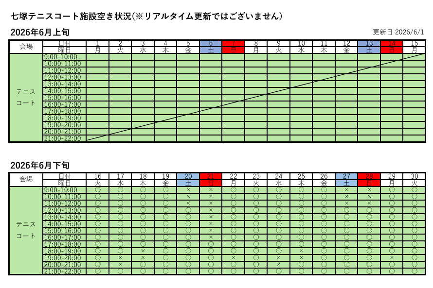 施設の空き状況