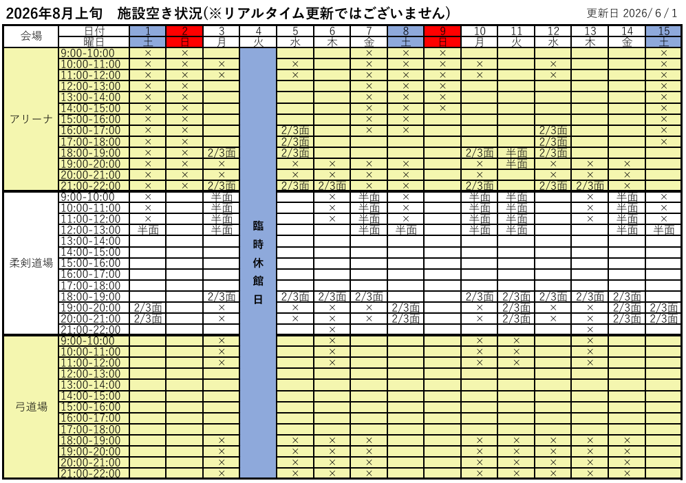 施設の空き状況