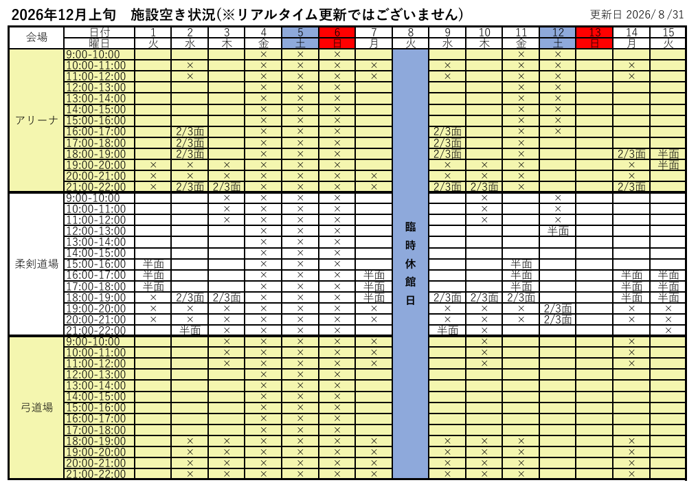 施設の空き状況